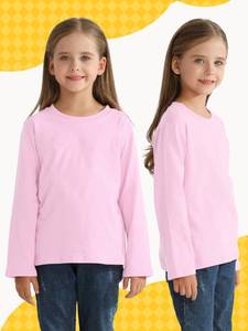 lot 2104 image: Girls Long Sleeve Shirts Youth Cotton T-Shirts Tagless Layering Tees 130