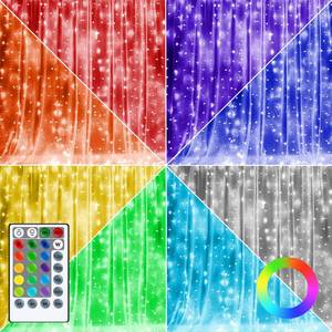 lot 2113 image: Dazzle Bright Window Curtain Fairy Lights, 300 LED RGB Color Changing Copper Fairy Lights with Remote, 4 Lighting Modes USB Powered Icicle Lights for Indoor Outdoor Wedding Party Xmas Decor