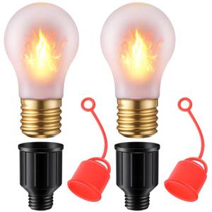 lot 2114 image: Treela 2 Pack Rechargeable Flame Light Bulbs - Wireless A19 Flickering Fire Bulb for Camping, Outdoor Patio, Halloween Party, Christmas Decor (E26 Base)