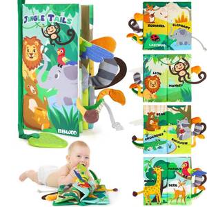 lot 2124 image: BBWOO Soft Baby Book Toy, Touch and Feel Sensory Crinkle Book with Teether