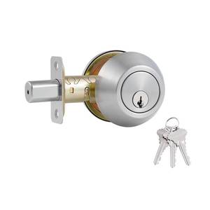 lot 2138 image: Comfhouse 1 Side Keyed Deadbolt Lock,Single Cylinder Dead Bolt, Satin Nickel Round Exterior Keyed Front Entry Inside Door Deadbolt