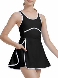 lot 2153 image: CharmWM Girls Sleeveless Tennis Dress Kids Golf Sport Dresses Outfits Black 120