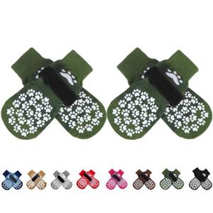 lot 2159 image: EXPAWLORER Anti Slip Dog Socks to Prevent Licking Paws, Shoes for Hot Pavement, Dog Booties for Small Medium Large Senior Dogs, Traction Control Boots & Paw Protectors for Hardwood Floors ArmyGreen