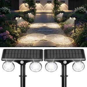 lot 2164 image: POOWUUDT Solar Spot Lights Outdoor Waterproof 2Pack,Solar Uplights Motion Sensor Landscape Lighting for Outside Yard Garden Pathway,Solar Tree Spotlight 2-in-1 Adjustable Dual Heads(Cool White)