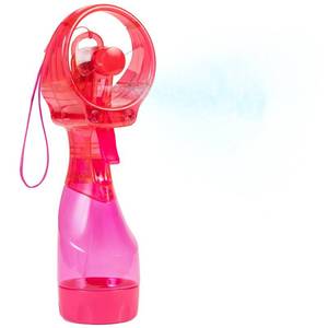 lot 2167 image: O2COOL Deluxe Handheld Misting Fan with Wrist Wrap Strawberry Pink