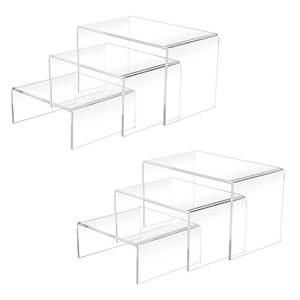 lot 2168 image: Cerpourt 2 Sets Acrylic Display Risers(3,4,5) Clear Product Stand,Cupcakes Holder Dessert Transparent Showcase Stands, Candy Bar Risers, Lifts for Figures