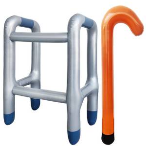 lot 2170 image: A 2 PCS Inflatable Walker and Cane,Funny Old Age Costume Accessories,Retirement Party Decorations Gag Gift for Kids,100th Day of School,Christmas,Halloween