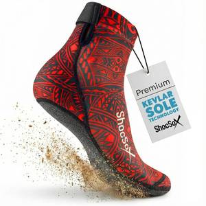 lot 2172 image: ShocSox Beach Volleyball & Sand Soccer Socks No-Holes Guaranteed Soles for Maximum Protection (US, Alpha, XX-Large, Regular, Regular, Red Polynesian)