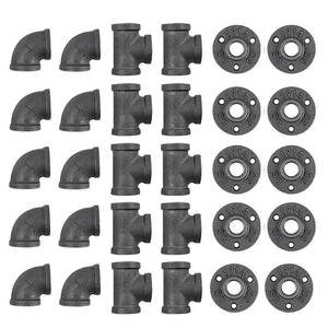 lot 2175 image: Niubid 60 Pack 12 Inch Cast Iron Pipe Fittings with Elbows Tees Flanges