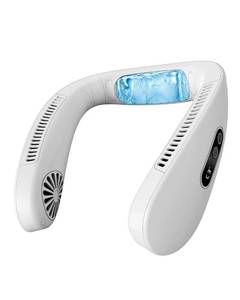 lot 2176 image: HIGO CoolMaster Ultra Neck Fan, Neck Air Conditioner, 2-in-1 Cooling Neck Fan Portable Rechargeable, Wearable Personal Fan, 5500mAh Large Battery, Ergonomic Design, Frost White