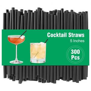 lot 2178 image: 300 Pcs 5 Inch Black Cocktail Straws - 0.24 Wide Disposable Straws