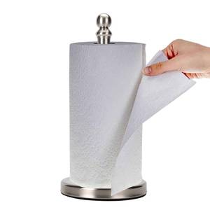 lot 2183 image: Paper Towel Holder Countertop, Standing Paper Towel Roll Holder for Kitchen Bathroom, with Weighted Base for One-Handed Operation (Brushed Nickel)