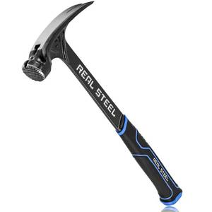 lot 2469 image: Real Steel 21 Oz One Piece Forged Milled Face Framing Hammer with Rip Claw 0517, Black