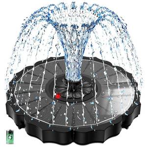 lot 2492 image: SZMP Solar Fountain, Works in Cloudy with 2000mAh Battery Backup, Glass Solar Powered Bird Bath Fountain with Smart Status Indicators, 3.5W, 8 Nozzles, for Garden, Outdoor (Black)
