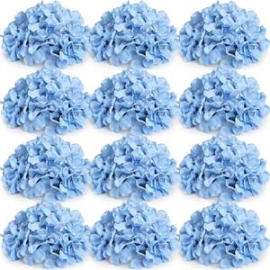 lot 7465 image: DIYDOFUN Hydrangea Flower Balls for Centerpieces - 12 PCS Artificial Floral Arrangement with Base, 8.27 Inch Diameter Fake Silk Kissing Ball for Wedding Table Home Party Decor - Light Blue