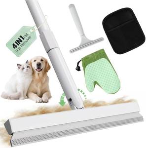 lot 7473 image: Carpet Rake for Pet Hair Removal Tool - 4 in 1 Pet Hair Remover Kit for Dog Cat Fur Remover, Contain 60 Adjustable Rubber Broom, Glove, Magic Brush and Scraper for Furniture,Short Pile Carpets, Mats