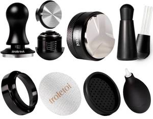 lot 7483 image: troletoi 7 PCS Espresso Accessories Kit 53.3mm Espresso Tamper, Coffee Distributor, Puck Screen, Dosing Funnel and WDT Tool, Espresso Tools Set Fits Breville 54mm Espresso Machines and Portafilters