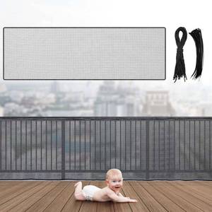 lot 7488 image: Hosuly Banister Guard 50 x 3 ft Balcony Netting for Kids Pets Stairway Safety Net Baby Fence Door Balcony Netting Safety Mesh Stair Net with No Drilling for Apartment Railing(Black)