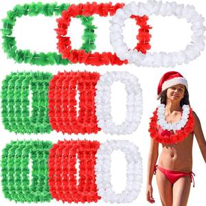 lot 7490 image: Knitgrip 36 Pcs Christmas Leis Hawaiian Flower Necklace Tropical Hawaiian Necklace Flower for Christmas Party Favors Luau Party Summer Birthday Party Decorations