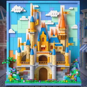 lot 7492 image: Micro Brick Castle Building Blocks Toy Set, Creative Home Wall Decor and Office Art Painting for Girls Ages 8, DIY 3D Castle Model for Adults, Teens & Kids, Birthday Gift Idea for 8-14 Year Old Girl