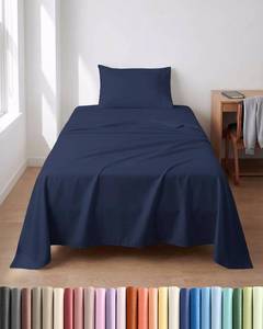 lot 7500 image: Lightweight 3 Piece Bed Sheet Set - Twin Size Cooling Sheets - Navy Blue