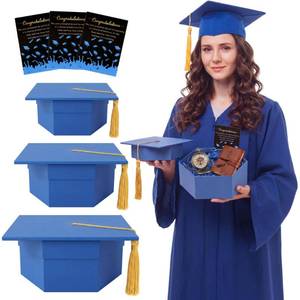 lot 7507 image: Eaasty 3 Pcs 2026 Graduation Cap Gift Boxes, Black Cardboard Grad Party Favor Magnetic Box Reuseable Centerpieces for Table for High School College Graduation Cash Check Snacks Preserved Flower(Blue)