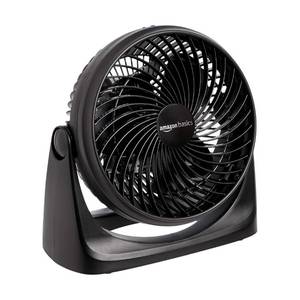 lot 7511 image: Amazon Basics Air Circulator Desk Fan for Bedroom, Home and Office, 90-Degree Tilt Head, 3 Speed Settings, Cooling, 35 Watts, Black, 11.1W x 6.3D x 10.9H