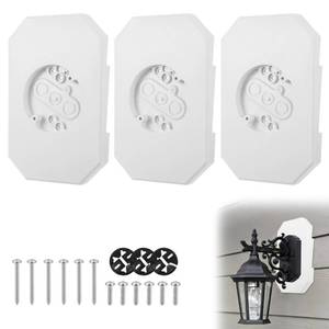 lot 7512 image: 3 Pack Vinyl Siding Mounting Blocks 8141DBL Vinyl Siding Light Mounting Block with Built-in Electrical Box Easy Installation Outdoor Light Mounting Plate for 12 inch Lap Double and 4 inch, White