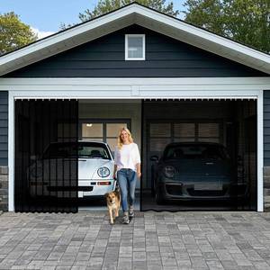lot 7520 image: Sliding Garage Door Screen 2 Car 16x7Ft, Retractable Garage Screen Door with Track Closure, Heavy Duty Fiberglass Mesh Garage Net Screen, Keep Annoying Animals Out, Easy Assembly Privacy Protection