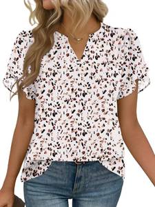 lot 8343 image: Zeagoo Womens Dressy Casual Shirts Short Sleeve V Neck Work Blouse