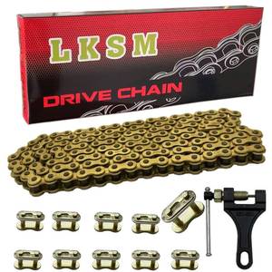 lot 8347 image: LKSM 420 Motorcycle Gold Chain 132 Link with Chain Breaker
