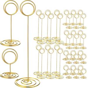 lot 8391 image: PercyEffie 36 Pack Table Number Holders Place Card Photo Memo Stand for Wedding Party Office Display Reception Birthday Party Gold 3 Sizes (8.75, 3.35, 2 Inch)