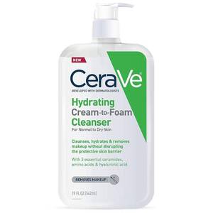 lot 8397 image: CeraVe Hydrating Cream To Foam Cleanser, Face Wash for Dry Skin, 19oz