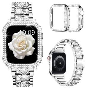 lot 8399 image: Mosonio Bling Bands for Apple Watch Women and 2P 44mm Case-Silver