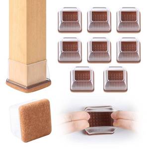 lot 8416 image: Ezprotekt 8 Pcs Extra Large Square Chair Leg Floor Protectors, Silicone Felt Furniture Pads for Hardwood Floor, Dining Table Bar Stool Leg Protectors Leg Cups Covers (XL Fit 1.38-1.77, Clear)