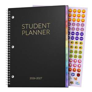 lot 8419 image: Student Planner 2026-2027, SUNEE Middle or High School Planner for Academic Jul. 2026 - Jun. 2027, 8.5�11 Lesson Plan Book with PVC Waterproof Cover, 3-Hole Punched, Bookmark,Planning Stickers,Black