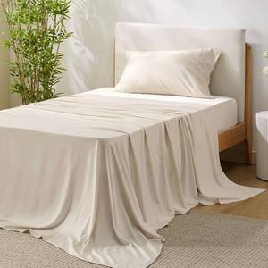 lot 8428 image: Bedsure PureWoven 100% Rayon Derived from Bamboo, Twin XL Sheets, 3 Pieces