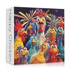 lot 8430 image: Chicken Puzzles for Adults 1000 Pieces, PICKFORU Happy Chicken Jigsaw Puzzle 1000 Pieces, Funny Rooster Hard Difficult Thanksgiving Puzzle as Wall Art