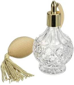lot 8433 image: Topxome 100ml Clear Crystal Vintage Style Perfume Bottle Long Spray Tassels Atomizer Pump Refillable Glass Bottles Lady Makeup Tool (Gold)