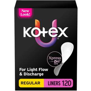 lot 9783 image: Kotex Flat Liners, Light Absorbency, Regular Length, 120 Count
