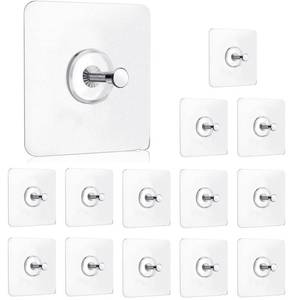 lot 10323 image: Daewiutr 14 Pack Adhesive Wall Hooks, Wall Hangers Without Nails, No Damage Picture Hooks Waterproof and Rustproof to use Inside Kitchen, Bathroom, Home and Office��14mm��