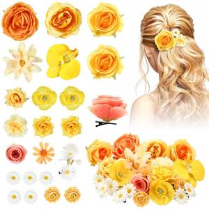 lot 10330 image: BBTO 21 Pcs Flower Hair Clips, Floral Pins for Women,Yellow Series