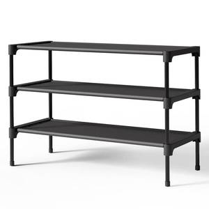 lot 10351 image: Kitsure Shoe Rack - Non-Woven Shoe Rack Shelf, 27.5 Wide - 3 Tier, Black