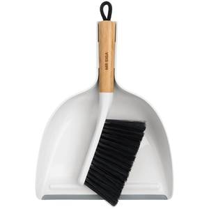 lot 10357 image: MR.SIGA Dustpan and Brush Set, Bamboo Handle, White, 1 Set