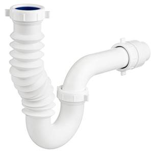 lot 10360 image: (1 Pack) Yariwiz White P Trap 1 12 Inch for Bathroom Kitchen Sink Drain Pipe Tubular Kit with Adjustable J-bend, White Threaded Adapter and Blue TPE Washer KSD-004W