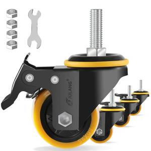 lot 10365 image: JULANG 2 inch Caster Wheels 38 Threaded Stem Casters Set of 4 Heavy Duty