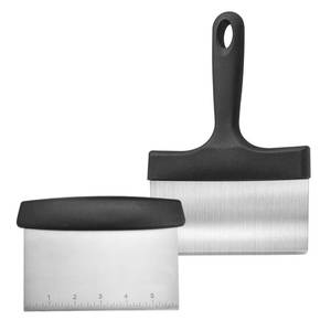lot 10367 image: 2-in-1 Blackstone Griddle Scraper & Chopper - Heavy Duty Stainless Steel Blade, 6 Wide Flat Edge for Cleaning & Cooking, Heat Resistant & Dishwasher Safe, Compatible with any Flat Top Griddle
