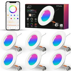 lot 11902 image: Retrofit LED Recessed Lighting 56 Inch, Color Changing, 13W Bluetooth APP Control, Color Temperature Tunable 2700K-6000K, ETL (6 Pack)