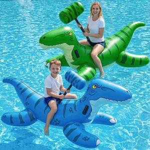 lot 11904 image: Jasonwell Pool Games Toys Floats -2Pack Inflatable Dinosaur Pool Floats with Blow Up Toy Hammers Ride on Pool Floaties for Kids Teens Adults Lounge Raft Summer Lake Beach Party Decorations (GN&BU XL)