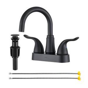 lot 11914 image: KPW Bathroom Sink Faucet 2 or 3 Hole Matte Black Centerset 4 Inch
